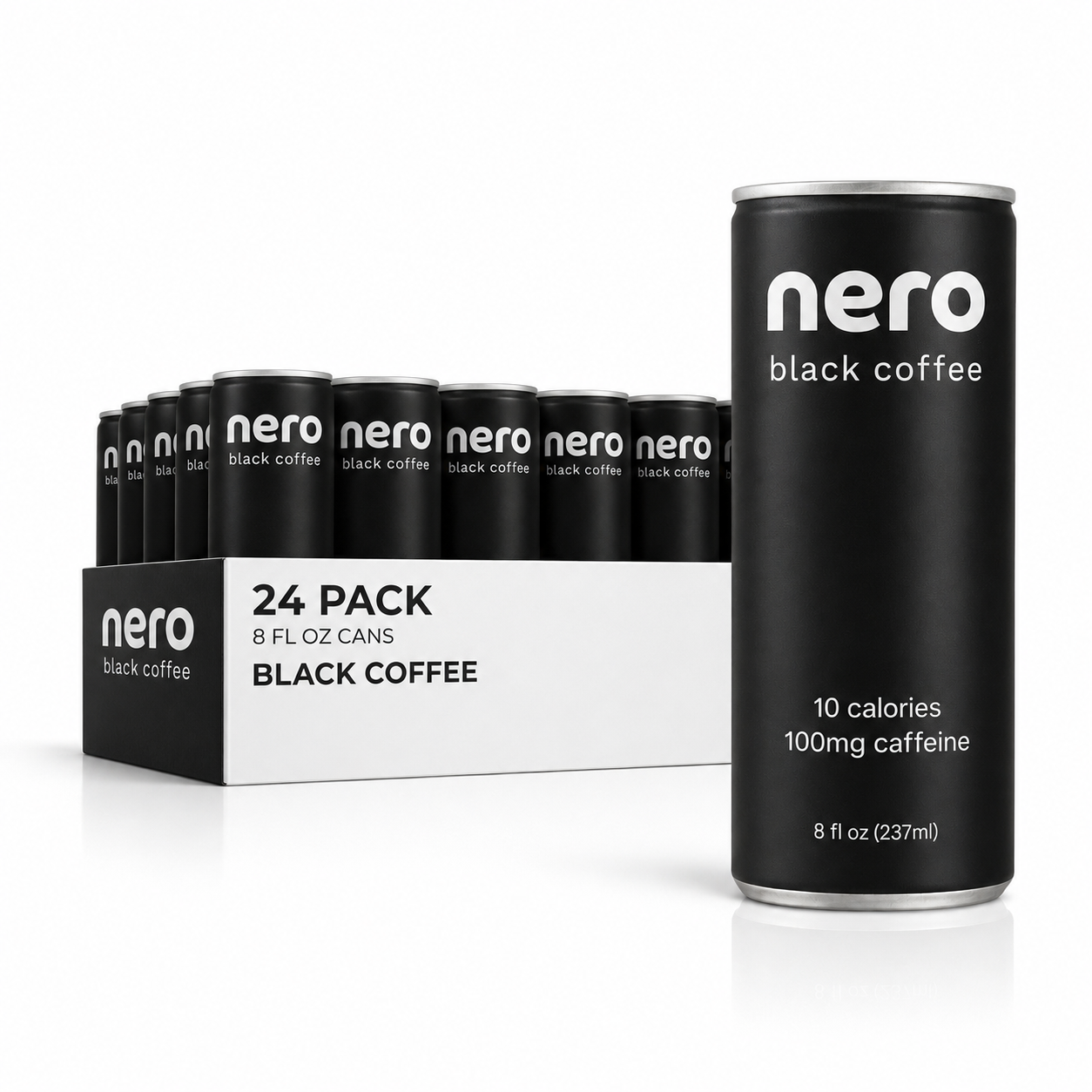 Nero Black Coffee – Ready-to-Drink Premium Unsweetened Iced Coffee, 100mg Caffeine, 8 fl oz Black Coffee Can