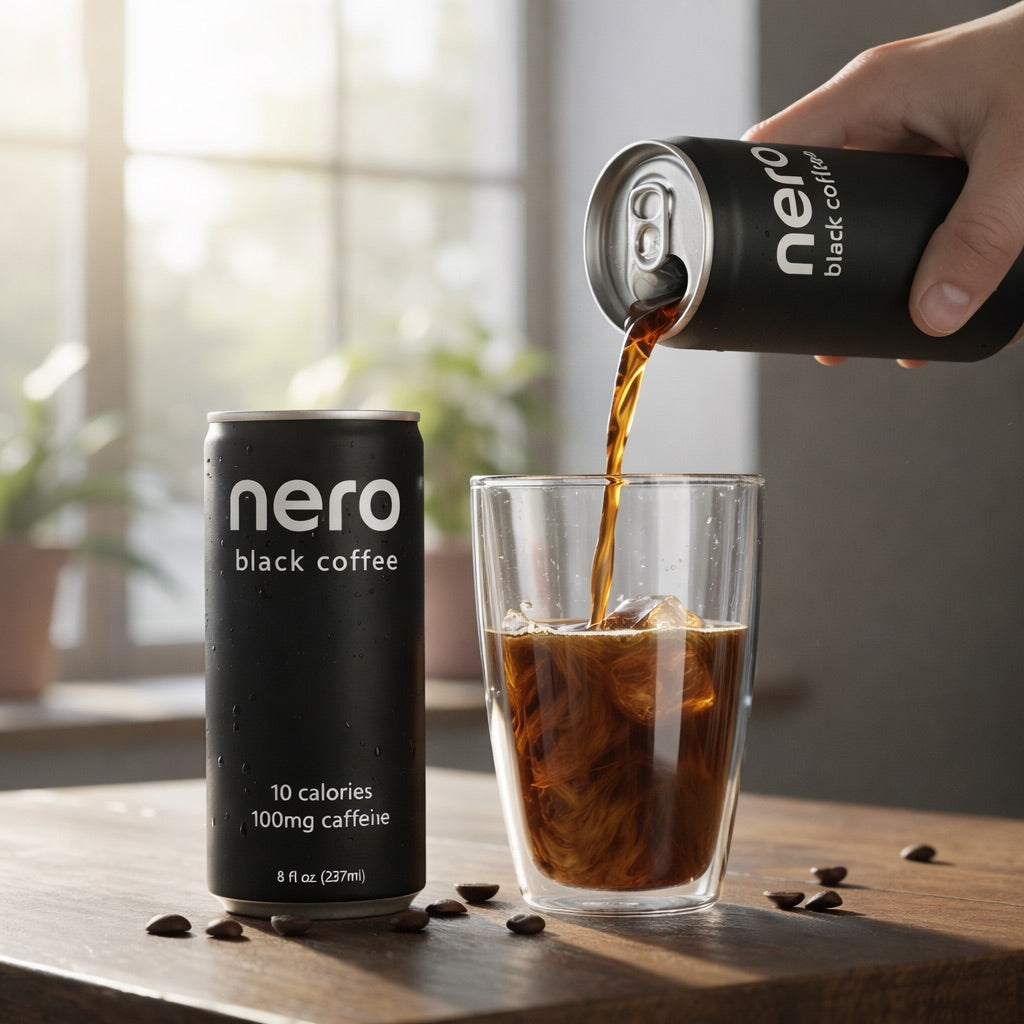 Nero Black Coffee – Ready-to-Drink Unsweetened Iced Coffee, 100mg Caffeine, 8 fl oz Can - 24 Pack
